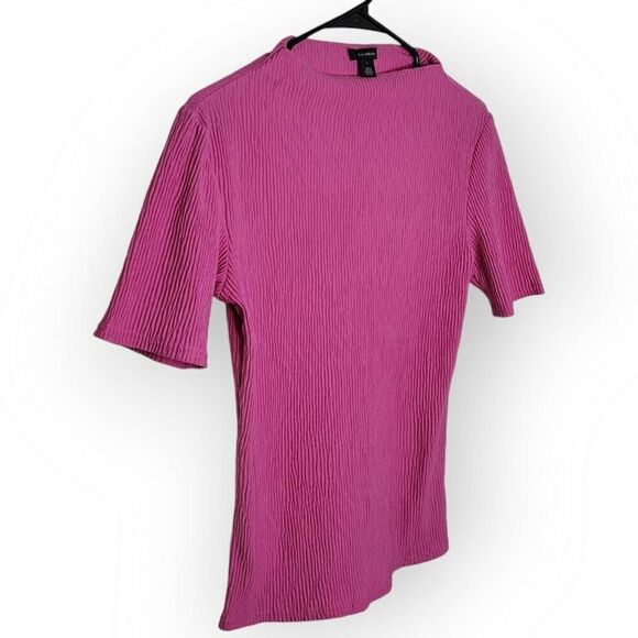 Halogen Women's Plissé Smocked Funnel Neck Top in Pink size Small - Picture 3 of 7